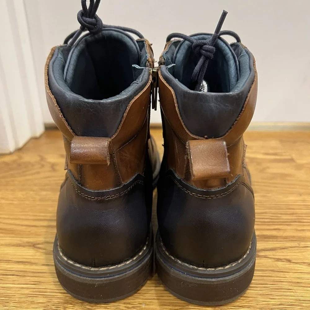 Pikolinos Mens YORK Brown Leather Cap Toe Ankle Zip Lace Up Boots Sz 41 / 8.5 US